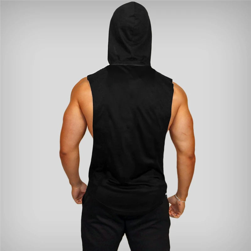 New fashion cotton sleeveless shirts gym hooded tank top men Fitness Vest Solid Bodybuilding singlets workout tanktop men