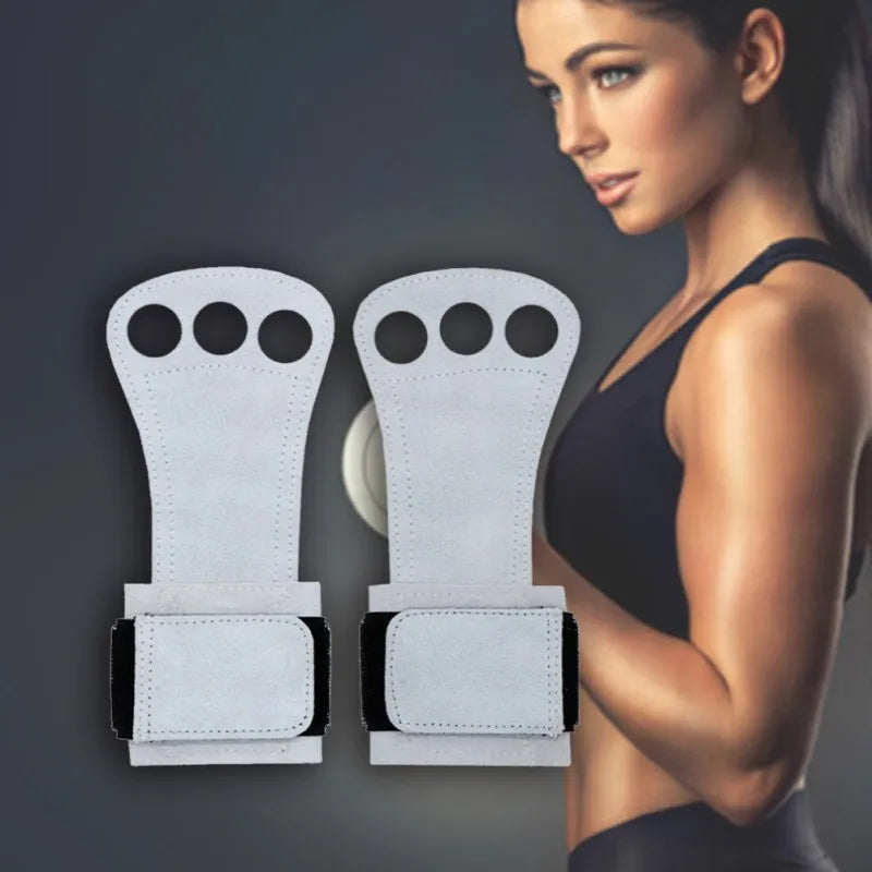 1Pair Gym Pull-up Grip Strap Lifting Strap Cowhide Gloves Grips Wrist Guard Workout Crossfit Sports Gloves Palm Protection