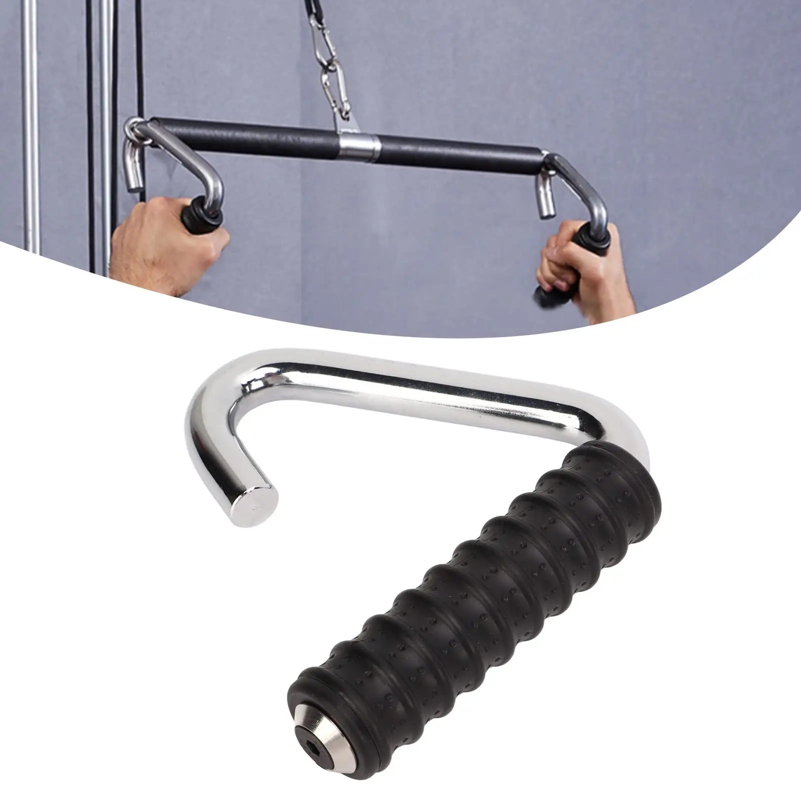 Heavy Duty Fitness Hook Handle Grip C Shaped Universal Rubber Wrapped Training Pull Bar For Cable Gym Handle Fitness Equipment