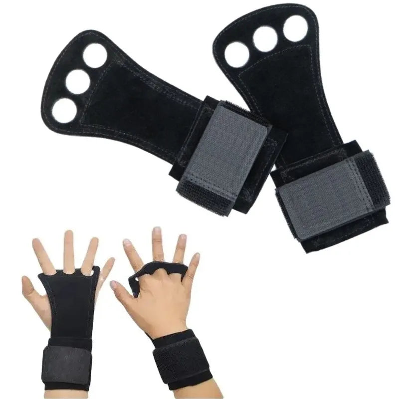 1Pair Gym Pull-up Grip Strap Lifting Strap Cowhide Gloves Grips Wrist Guard Workout Crossfit Sports Gloves Palm Protection