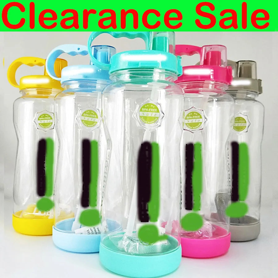 Clearance Sale  Wholesale Price 2000ml Healthy life Nutrition Straw Sports Hiking Fitness Gym Tritan Plastic Water bottle