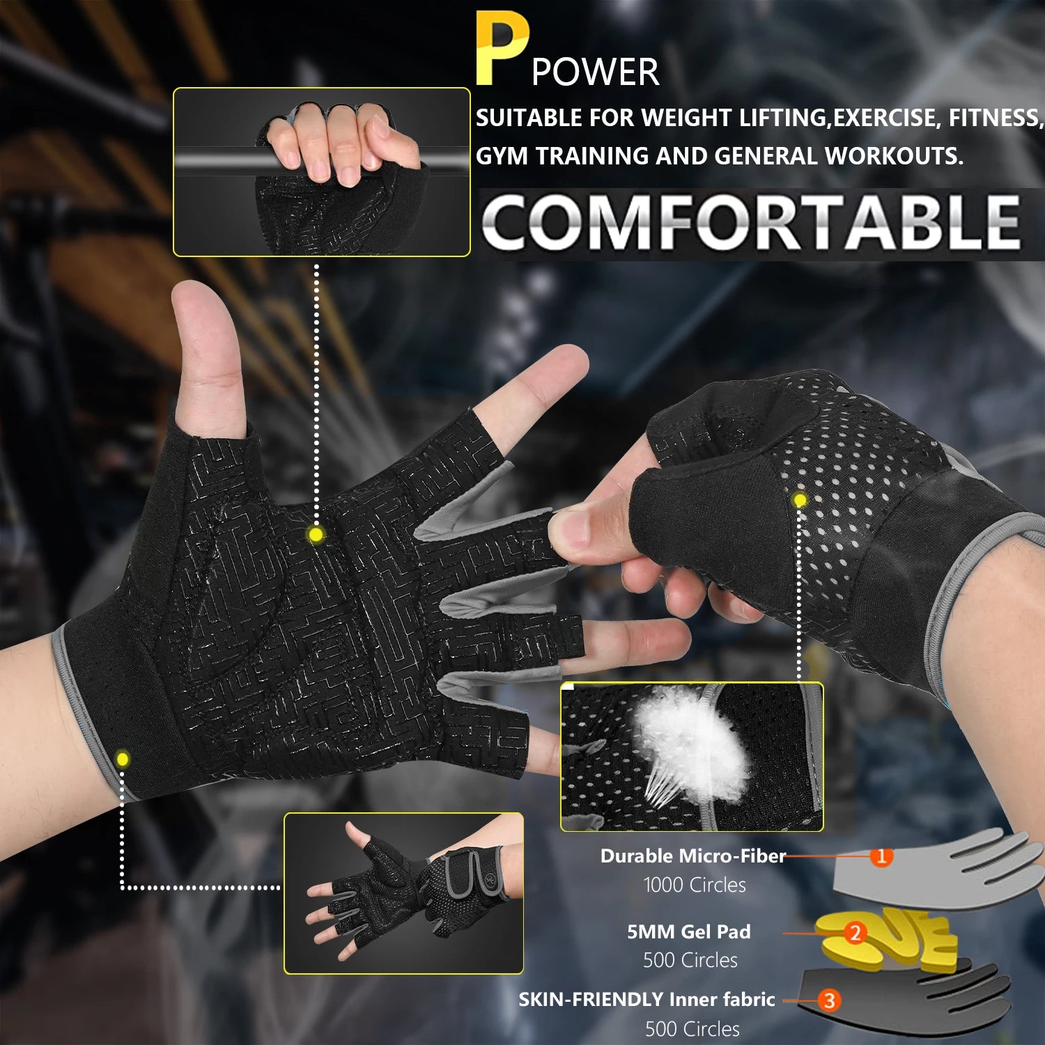 MOREOK Workout Gloves Gym Gloves for Man Women Wrist Guard Sports Dumbbell Riding Non-Slip 3MM Gel Pad Bodybuild Fitness Gloves