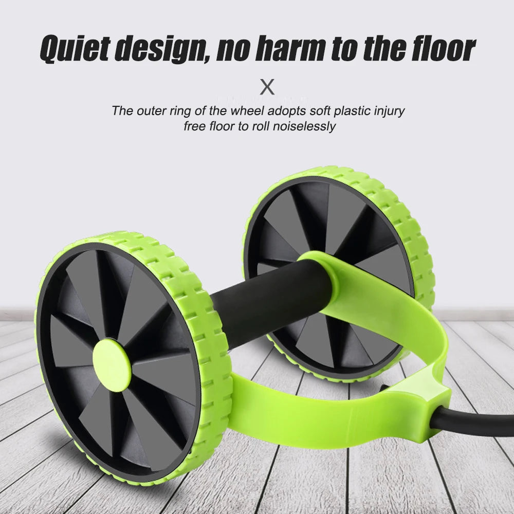 Abdominal Multifunctional Exercise Equipment Ab Wheel Double Roller with Resistance Bands Knee Mat Waist Slimming Train Home Gym