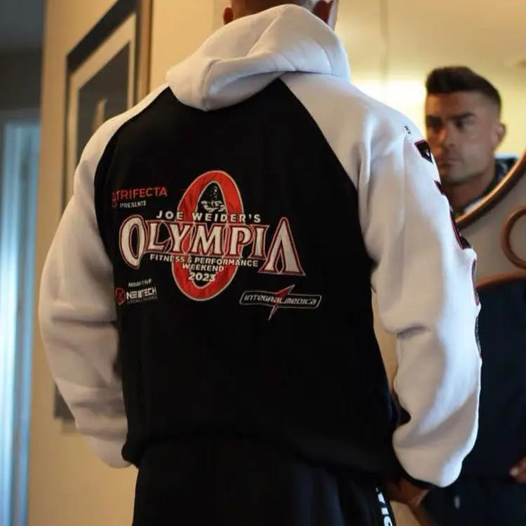 2023 Latest Olympia Embroidered Hoodie Sweater Fitness Bodybuilding Athlete